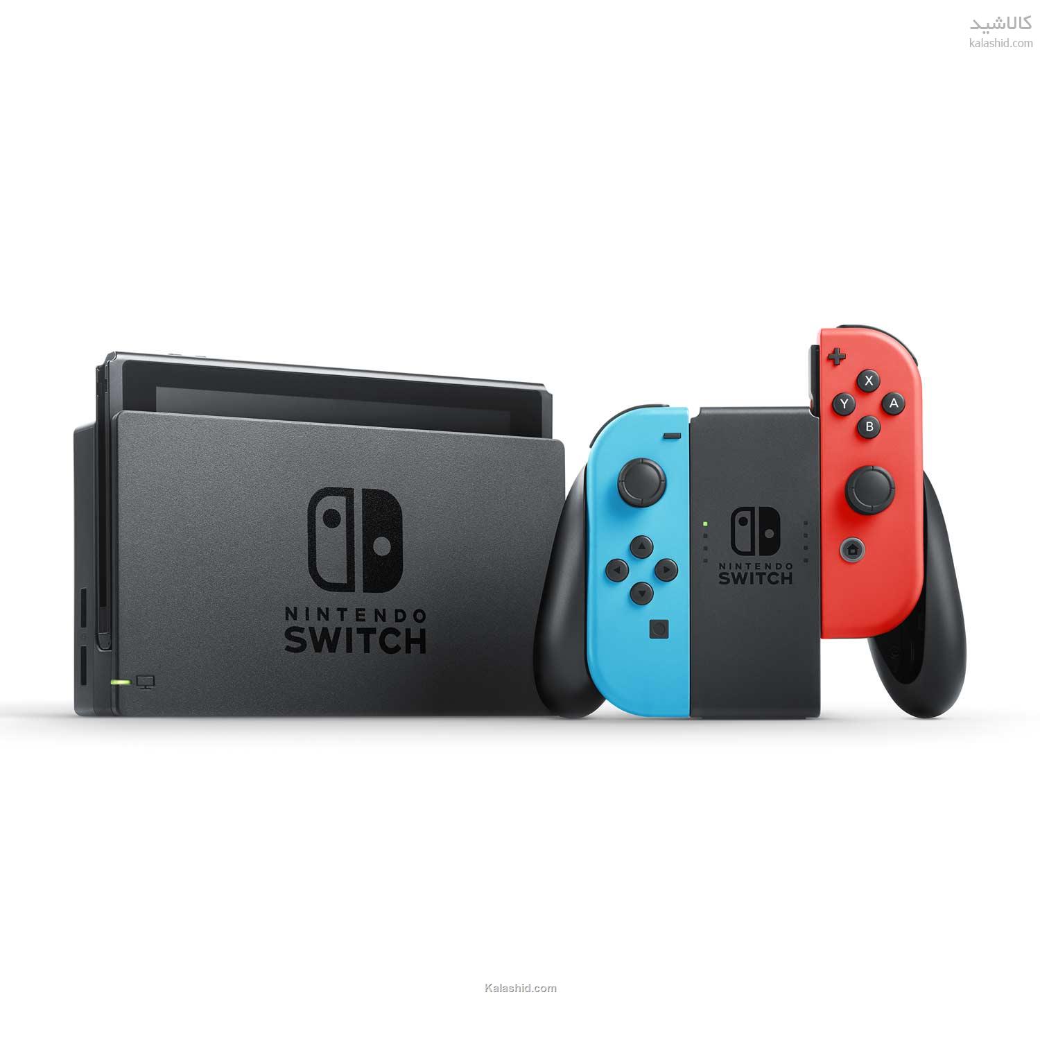 خرید کنسول بازی نینتندو مدل Switch With Neon Blue and Neon Red Joy Con