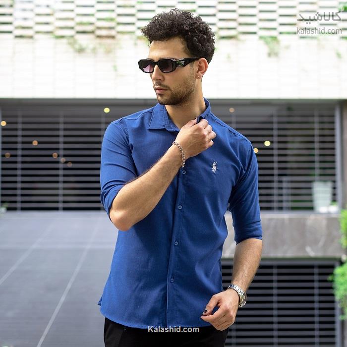 پیراهن مردانه آبی روشن مدل vigoo